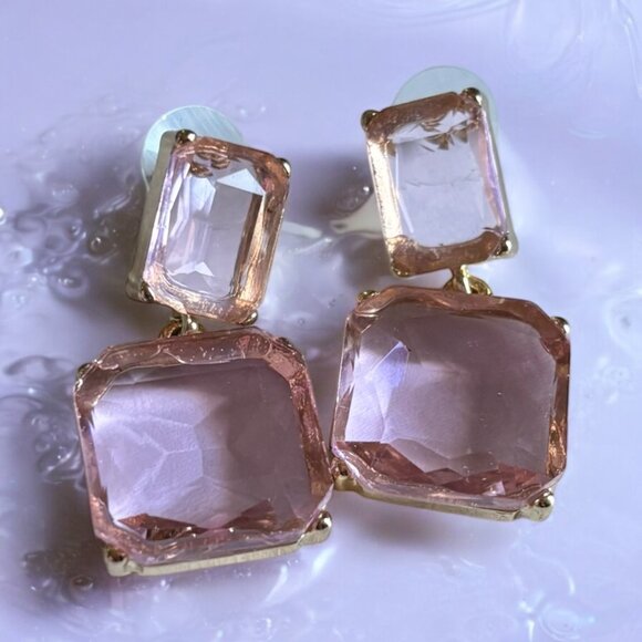 Light Pink Gem Dangle Earring - Picture 3 of 4